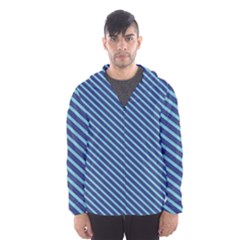 Striped  Line Blue Hooded Wind Breaker (men) by Mariart