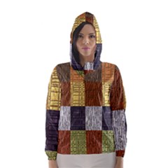 Blocky Filters Yellow Brown Purple Red Grey Color Rainbow Hooded Wind Breaker (women) by Mariart
