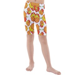 Colorful Stylized Floral Pattern Kids  Mid Length Swim Shorts by dflcprintsclothing