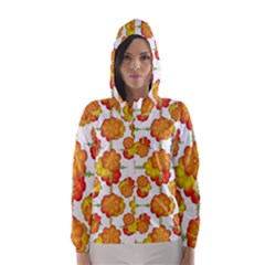 Colorful Stylized Floral Pattern Hooded Wind Breaker (women) by dflcprintsclothing