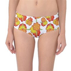 Colorful Stylized Floral Pattern Mid-waist Bikini Bottoms by dflcprintsclothing