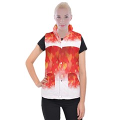 Abstract Love Heart Design Women s Button Up Puffer Vest by Simbadda