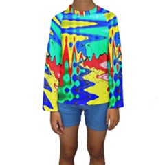 Bright Colours Abstract Kids  Long Sleeve Swimwear by Simbadda