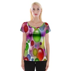 Colored Bubbles Squares Background Women s Cap Sleeve Top by Nexatart