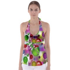 Colored Bubbles Squares Background Babydoll Tankini Top by Nexatart