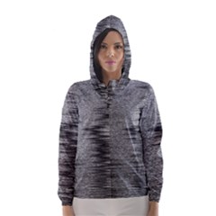 Rectangle Abstract Background Black And White In Rectangle Shape Hooded Wind Breaker (women)