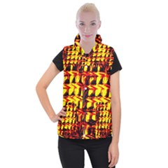 Yellow Seamless Abstract Brick Background Women s Button Up Puffer Vest by Nexatart