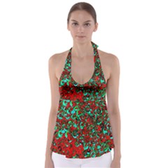 Red Turquoise Abstract Background Babydoll Tankini Top by Nexatart