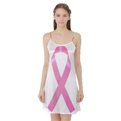 Breast Cancer Ribbon Pink Satin Night Slip by Mariart
