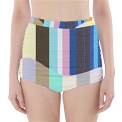 Rainbow Color Line Vertical Rose Bubble Note Carrot High-waisted Bikini Bottoms by Mariart