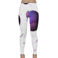 Space Transparent Purple Moon Star Classic Yoga Leggings by Mariart