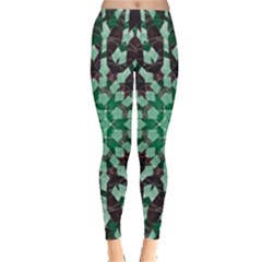 Abstract Green Patterned Wallpaper Background Leggings  by Nexatart