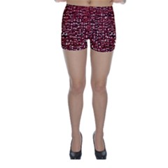 Red Box Background Pattern Skinny Shorts by Nexatart