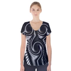 Abstract Background Resembling To Metal Grid Short Sleeve Front Detail Top by Nexatart