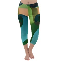Ribbons Of Blue Aqua Green And Orange Woven Into A Curved Shape Form This Background Capri Winter Leggings  by Nexatart