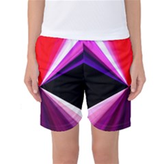 Red And Purple Triangles Abstract Pattern Background Women s Basketball Shorts by Nexatart