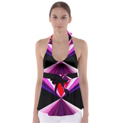 Red And Purple Triangles Abstract Pattern Background Babydoll Tankini Top by Nexatart