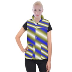 Color Diagonal Gradient Stripes Women s Button Up Puffer Vest by Nexatart