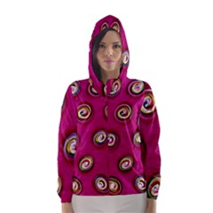 Digitally Painted Abstract Polka Dot Swirls On A Pink Background Hooded Wind Breaker (women)