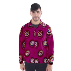 Digitally Painted Abstract Polka Dot Swirls On A Pink Background Wind Breaker (men) by Nexatart