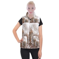 Digitally Painted Colourful Winter Branches Illustration Women s Button Up Puffer Vest by Nexatart