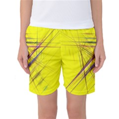 Fractal Color Parallel Lines On Gold Background Women s Basketball Shorts by Nexatart