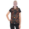 Fractal Wallpaper With Dancing Planets On Black Background Women s Button Up Puffer Vest View1