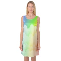 Cloud Blue Sky Rainbow Pink Yellow Green Red White Wave Sleeveless Satin Nightdress by Mariart
