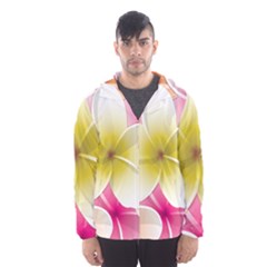 Frangipani Flower Floral White Pink Yellow Hooded Wind Breaker (men) by Mariart