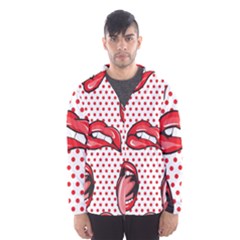 Lipstick Lip Red Polka Dot Circle Hooded Wind Breaker (men) by Mariart