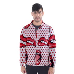 Lipstick Lip Red Polka Dot Circle Wind Breaker (men) by Mariart