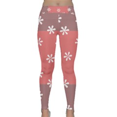 Seed Life Seamless Remix Flower Floral Red White Classic Yoga Leggings by Mariart