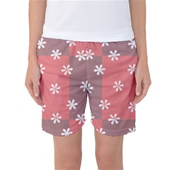 Seed Life Seamless Remix Flower Floral Red White Women s Basketball Shorts by Mariart