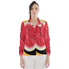 Watermelon Slice Red Orange Green Black Fruite Time Wind Breaker (women) by Mariart