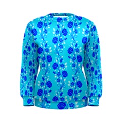 Vertical Floral Rose Flower Blue Women s Sweatshirt by Mariart