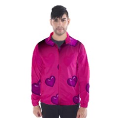 Pink Hearth Background Wallpaper Texture Wind Breaker (men) by Nexatart