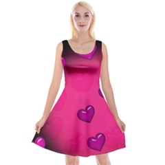 Pink Hearth Background Wallpaper Texture Reversible Velvet Sleeveless Dress by Nexatart