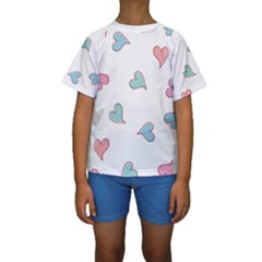 Colorful Random Hearts Kids  Short Sleeve Swimwear by Nexatart