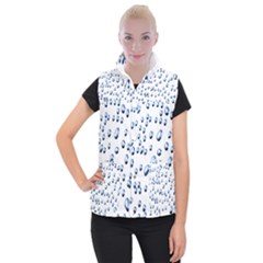 Water Drops On White Background Women s Button Up Puffer Vest by Nexatart