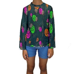 Cartoon Grunge Beetle Wallpaper Background Kids  Long Sleeve Swimwear by Nexatart