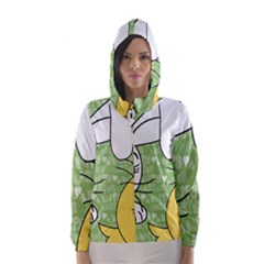 Easter Bunny And Chick  Hooded Wind Breaker (women) by Valentinaart