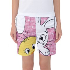 Easter Bunny And Chick  Women s Basketball Shorts by Valentinaart