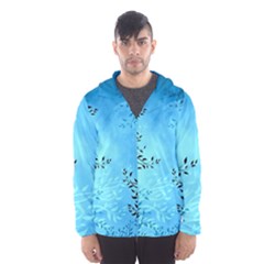 Blue Night Portrait Background Hooded Wind Breaker (men) by Nexatart