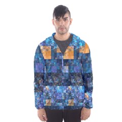 Blue Squares Abstract Background Of Blue And Purple Squares Hooded Wind Breaker (men)