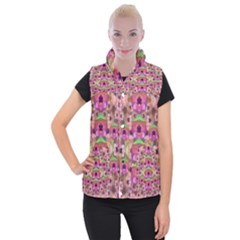 It Is Lotus In The Air Women s Button Up Puffer Vest by pepitasart
