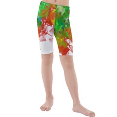 Digitally Painted Messy Paint Background Textur Kids  Mid Length Swim Shorts by Nexatart