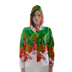 Digitally Painted Messy Paint Background Textur Hooded Wind Breaker (women) by Nexatart