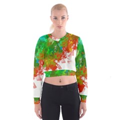 Digitally Painted Messy Paint Background Textur Cropped Sweatshirt by Nexatart