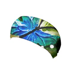 Blue Spotted Butterfly Art In Glass With White Spots Yoga Headband by Nexatart