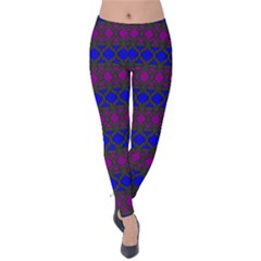 Diamond Alt Blue Purple Woven Fabric Velvet Leggings by Mariart